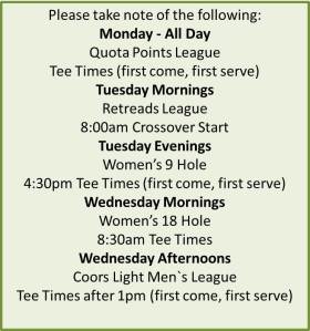 Weekly Events at Sutton Creek Golf Club